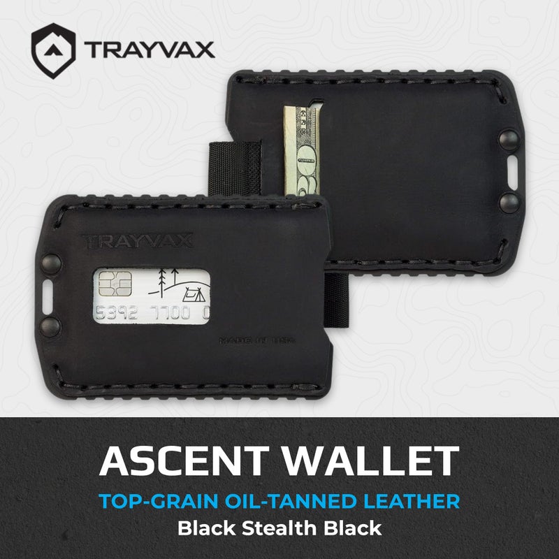 Trayvax Ascent Wallet, RFID Front Pocket Money and Credit Card Holder, Minimalist Slim Leather Metal Wallet for Men and Women, Black Stealth Black - Image 2